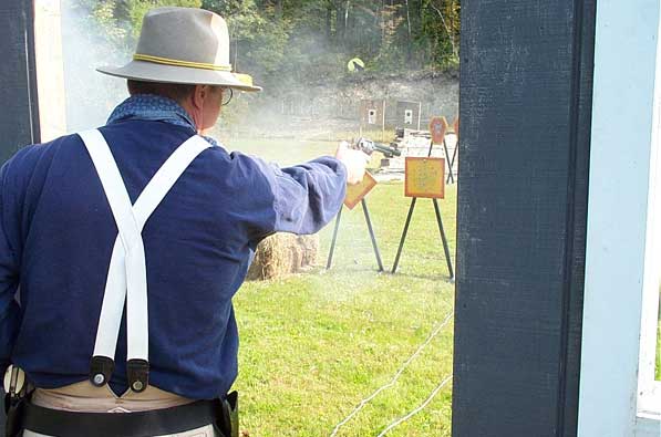 Shooting pistol at Outlaws Revenge in Falmouth, ME.