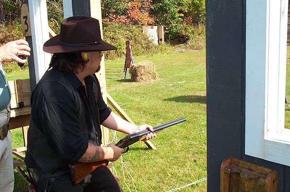 Ready to blast away with his shotgun at the October 2004 Falmouth, ME shoot.