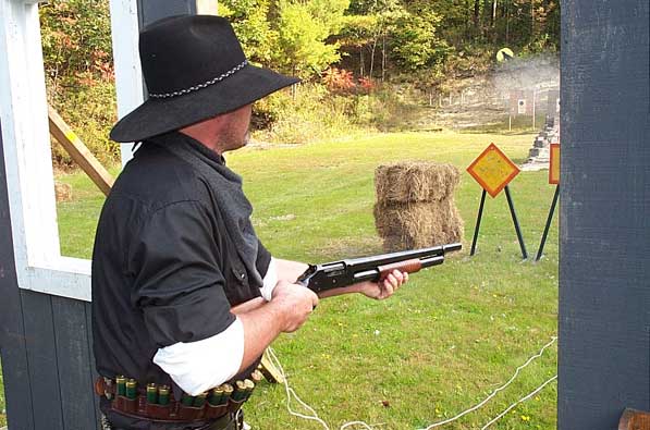 Ready to start a stage during the Outlaw's Revenge Shoot in Falmouth in October 2004.