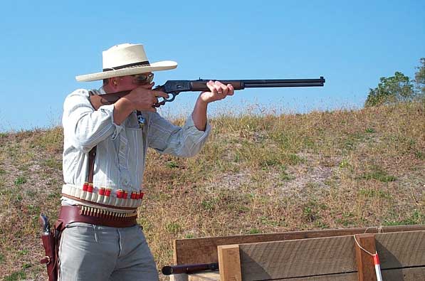 Shooting his rifle at the 2004 Mason-Dixon Stampede in Maryland.