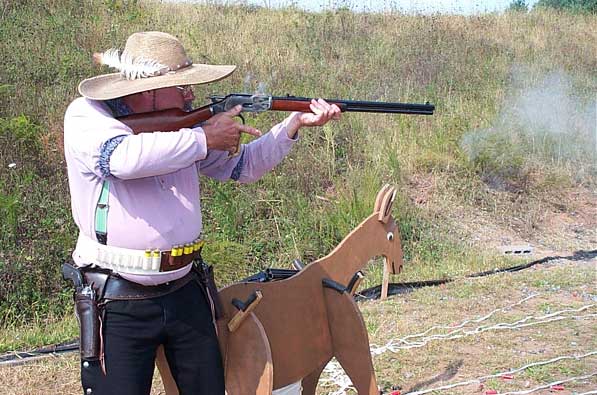 Capt. Morgan Rum shooting rifle on his last stage.