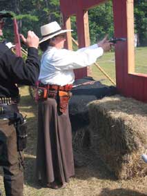 Shooting pistol at 2005 SASS Maine State Championships ...