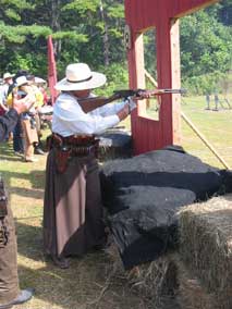 Shooting rifle at 2005 SASS Maine State Championships...