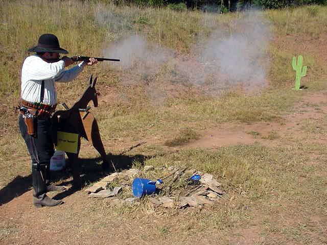Shooting shotgun at the 2005 SASS North East Regional ...