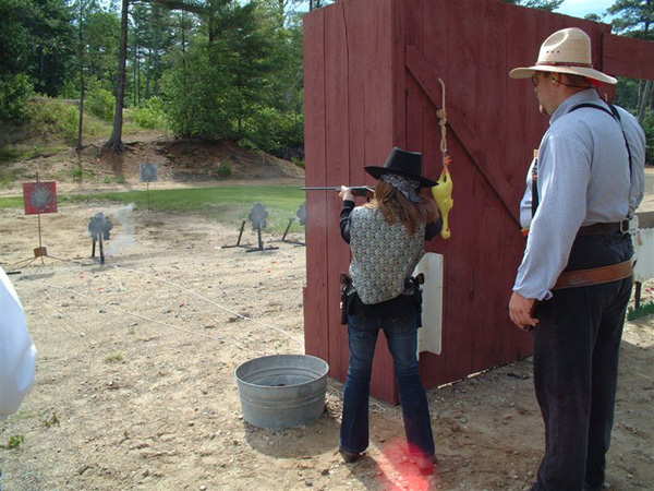 Blasting a shotgun knockdown target ...