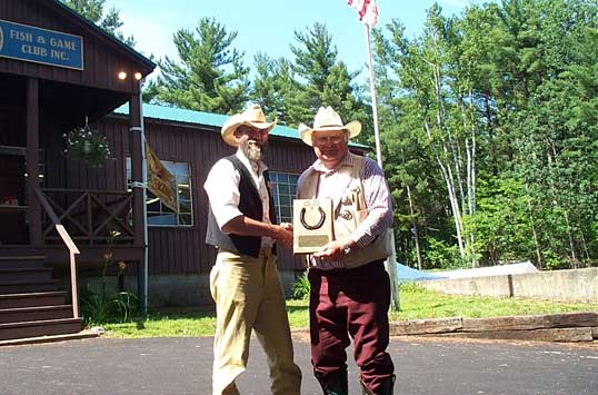 Single Action with his trophy for winning the 2005 SASS NH/VT State Senior Duelist Championship.