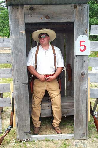 In the privy at the 2005 Flat Gap Jack Cowboy Shootout.