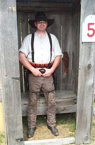 In the privy at the 2005 Flat Gap Jack Cowboy Shootout.