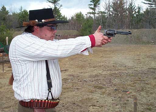 On target with his pistols at Augusta in April 2004.