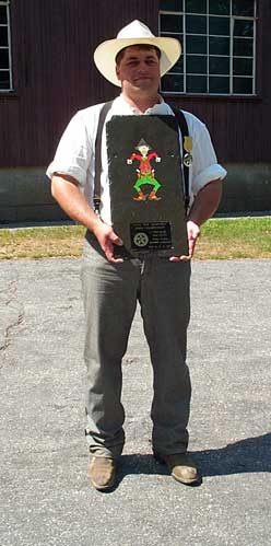 Sue with his trophy at the 2002 New Hampshire State SASS Cowboy Action Shooting Championships.