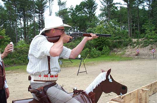 Bullseye riding and shooting at Pelham in June 2003.