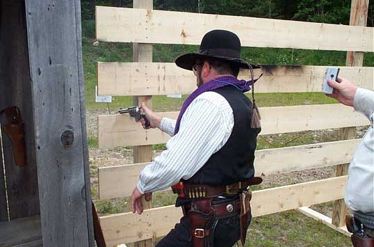 Slowhand shooting pistol at the 2003 Flat Gap Jack Cowboy Shootout.