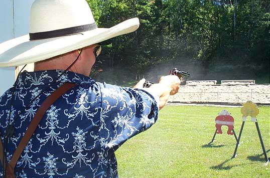 Bullseye Bade shooting Gunfighter at the July 2003 Shoot at Falmouth, ME.