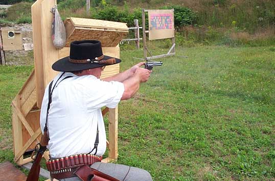 Working the pistol at 2003 NH State SASS Championships.
