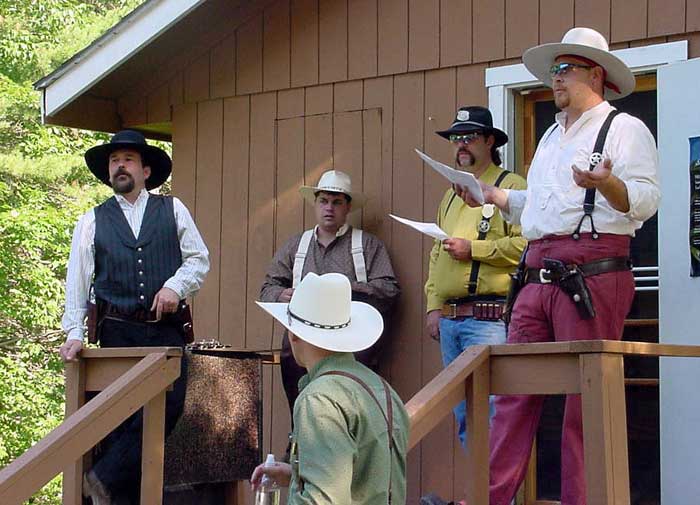 Shooters Meeting at the July 2002 Shoot at Falmouth.