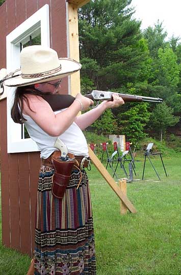 Shooting rifle at Falmouth in June 2003.