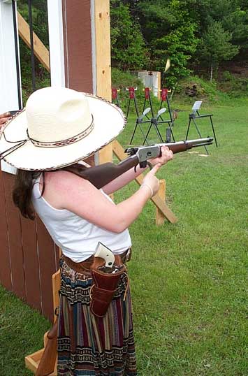 Shooting rifle at Falmouth in June 2003.