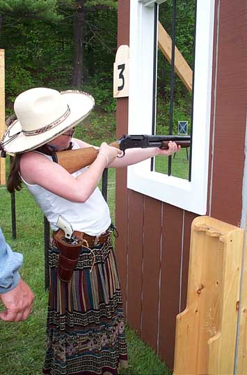 Shooting shotgun at Falmouth in June 2003.