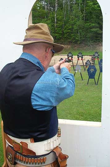 U B Mountain with pistol at Falmouth in June 2003.