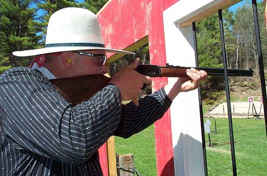 Jake Mountain with rifle at Falmouth, ME in May 2003.