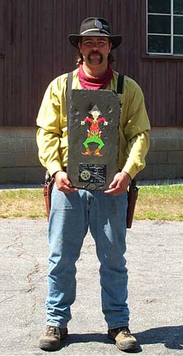 Paden with his trophy for High Modern Shooter at the 2002 New Hampshire SASS State Championship.
