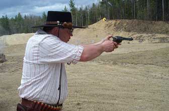 Concentrating on his pistol at Pemi Gulch in May 2004.