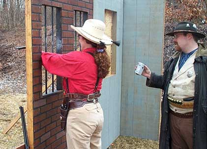 Protecting the jail with her revolver ...