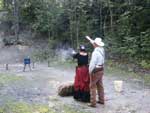 Shooting pistol on the lower range with Bullseye Bade timing.