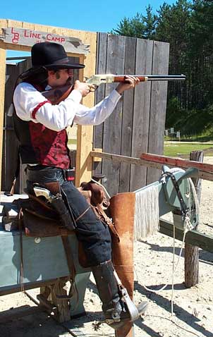 Tracker in action at the New Hampshire State SASS Cowboy Action Shooting Championships in July 2002.