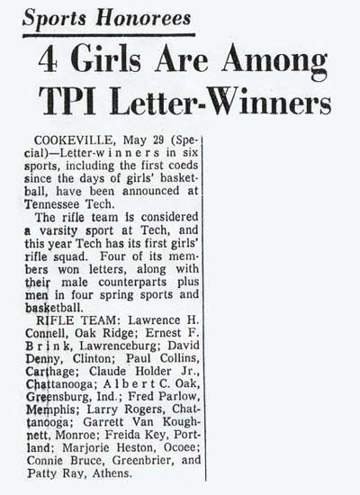 1965 article on Letterwinners