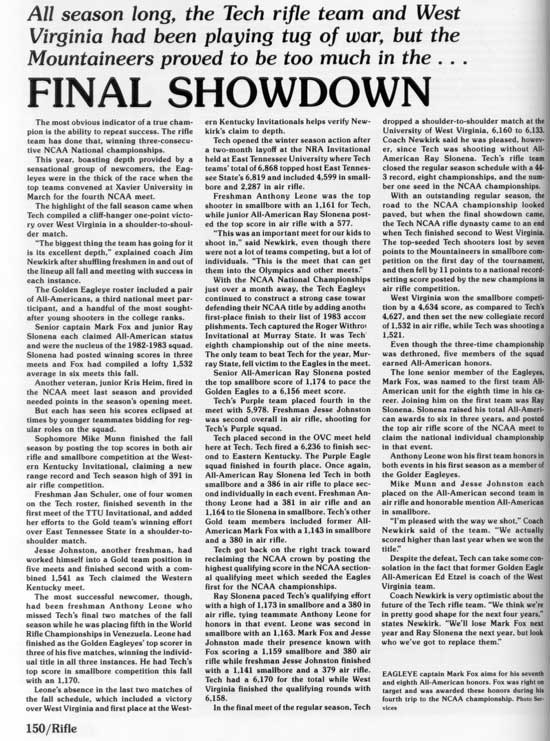 1983 yearbook article on TTU Rifle Team