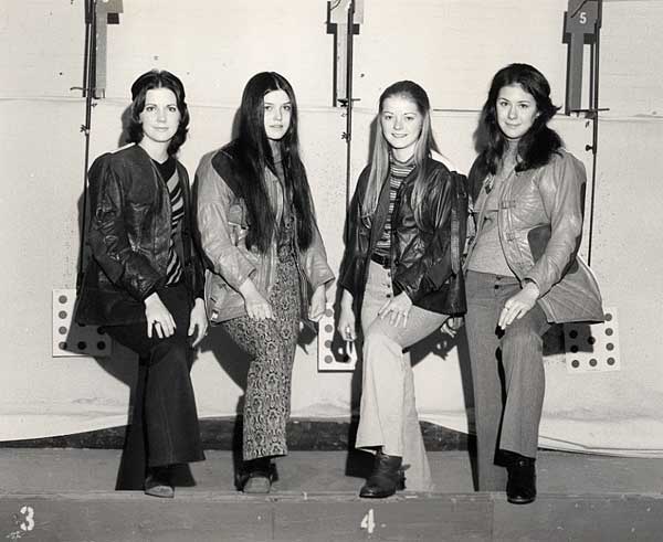 Four of the girls from the 1971-72 ETSU Rifle Team.