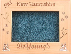 'Ski New Hampshire' laser engraved picture frame.