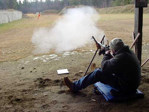 A .45-120 belching smoke while shooting at 300 yards.