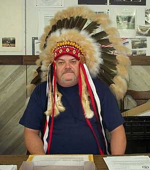 Skatter working the registration desk at The Great Buffalo Shoot.