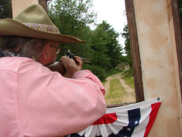 Chuckwagon Bob making the Billy Dixon shot at Adobe Walls.