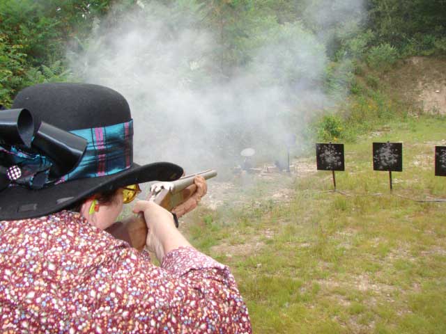 Emma Goodcook about to blast a target ...