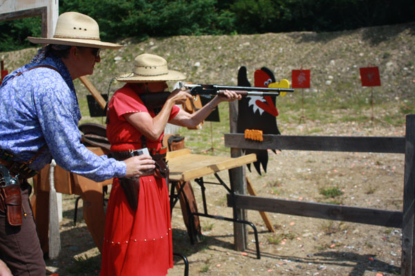 Crackshot Bev being timed by Rootin' Tootin' Tim