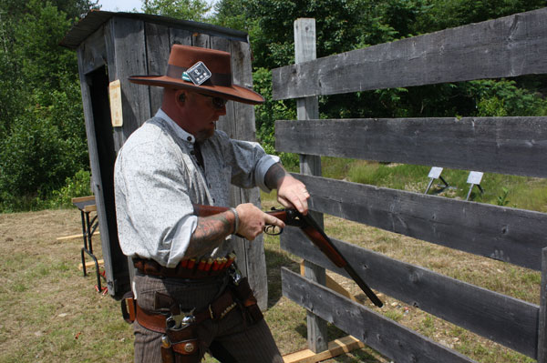 The Illustrated Man getting ready to try his luck with the fence.