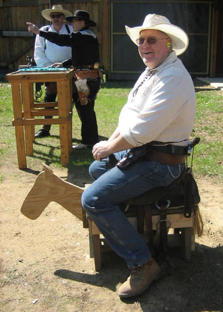 Riding his pony at Country Pond ...