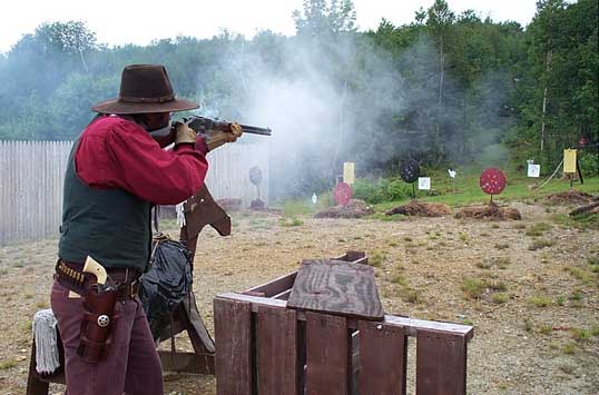 Callous Clyde shooting rifle at Dalton Shoot.