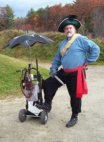 Capt. Morgan Rum assumes the position at the 2004 Halloween Shoot at Keene, NH.