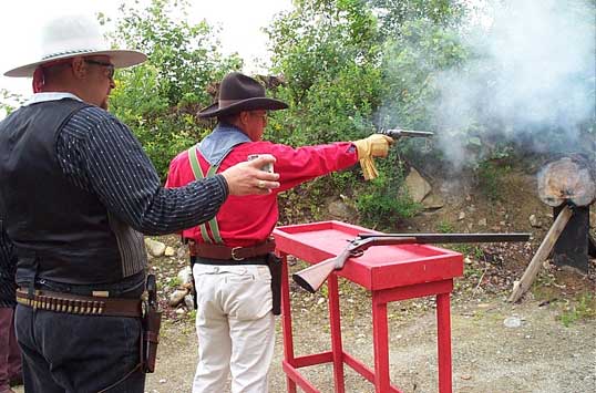 Shooting pistol at Dalton.