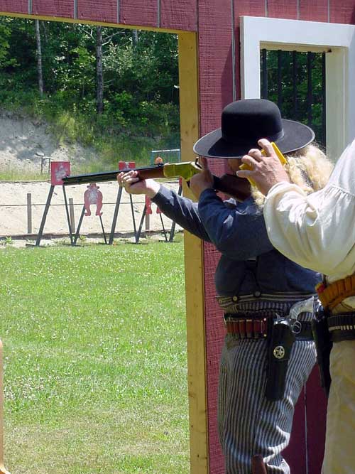 Shooting rifle at Hurricane Valley Rangers Shoot in Falmouth, ME.