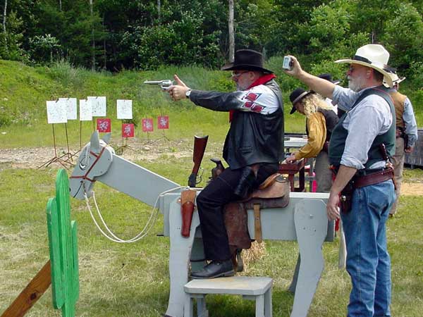 On the horse at the Flat Gap Jack Cowboy Shootout.