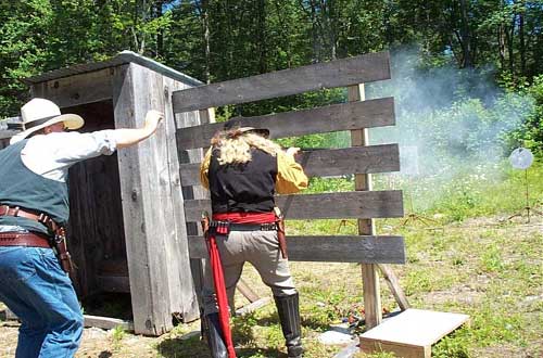 Protecting the ranch at Flat Gap Jack Cowboy Shootout in Candia.