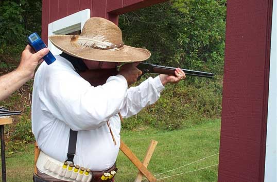 Shooting his rifle at 2003 SASS Maine State Championships.