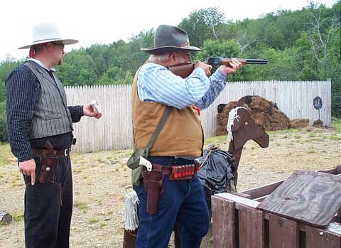 Shooting the rifle at Dalton in late July 2002.