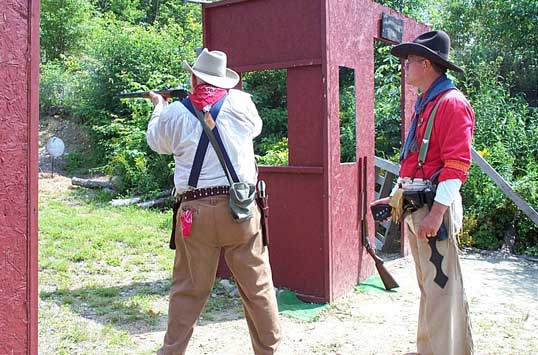 Shooting at Dalton while being timed by Dakota Joe.