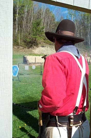 Dakota Joe with pistol at the May 2003 Hurricane Valley Ranger's Shoot.